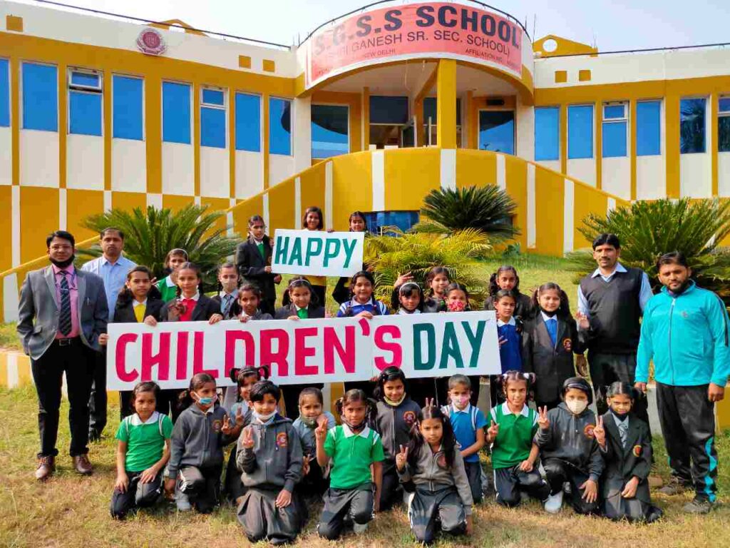 Students celebrating Children's Day in Ganesh School