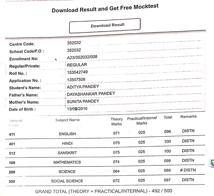 10th Board Result